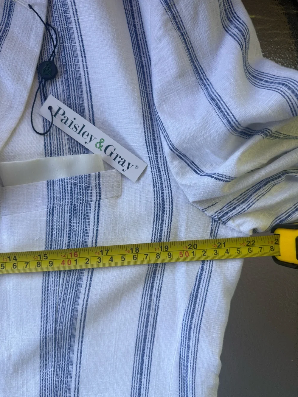 Paisley & Gray linen blend White Blazer with Blue Pinstripes - Picture 11 of 14